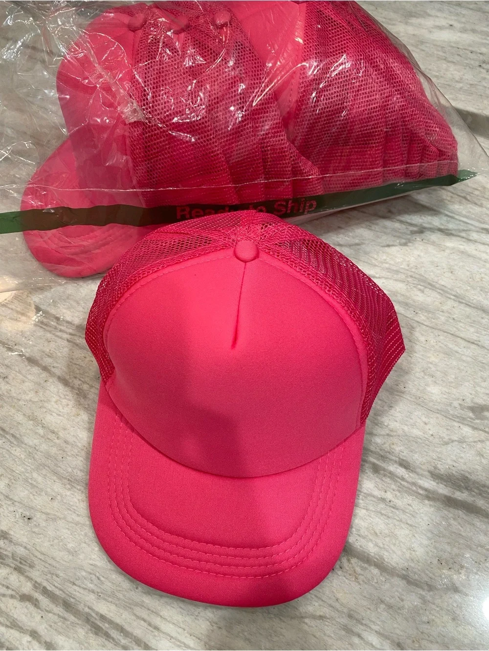 NEW in bag Lot of 12 Hot Pink 5 panel Mesh Trucker Hat